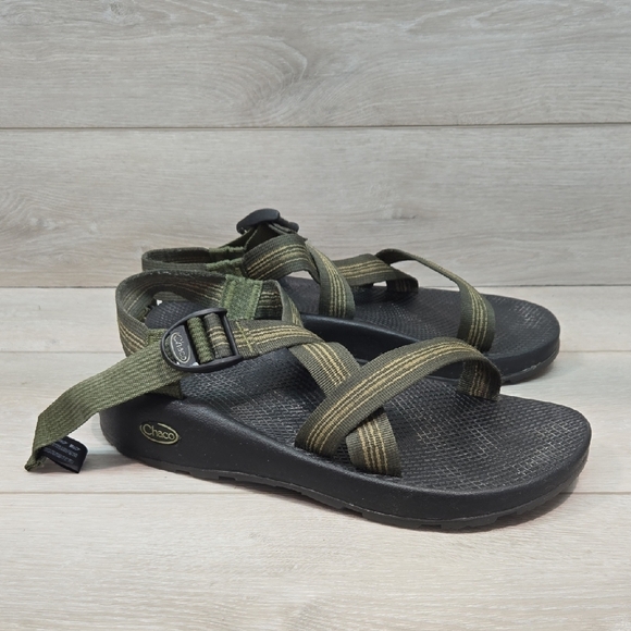 Chaco Mens Olive& Black Strappy Outdoor Hiking Adventure Sandals Shoes Sz 10 - Picture 1 of 10